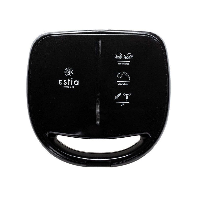 Estia Τοστιέρα 2 Θέσεων 850W Μαύρη με Αποσπώμενες Αντικολλητικές Πλάκες (06-10041)